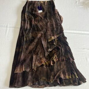 Ralph Lauren purple label collectio Waylon Rose-Print Velvet Skirt made in Italy